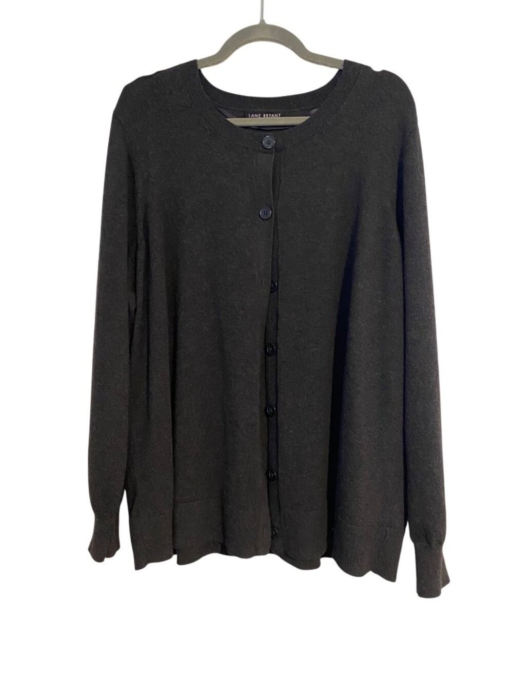 Lane Bryant Women 22/24 Charcoal Gray Button-Front Cardigan Sweater Long Sleeve